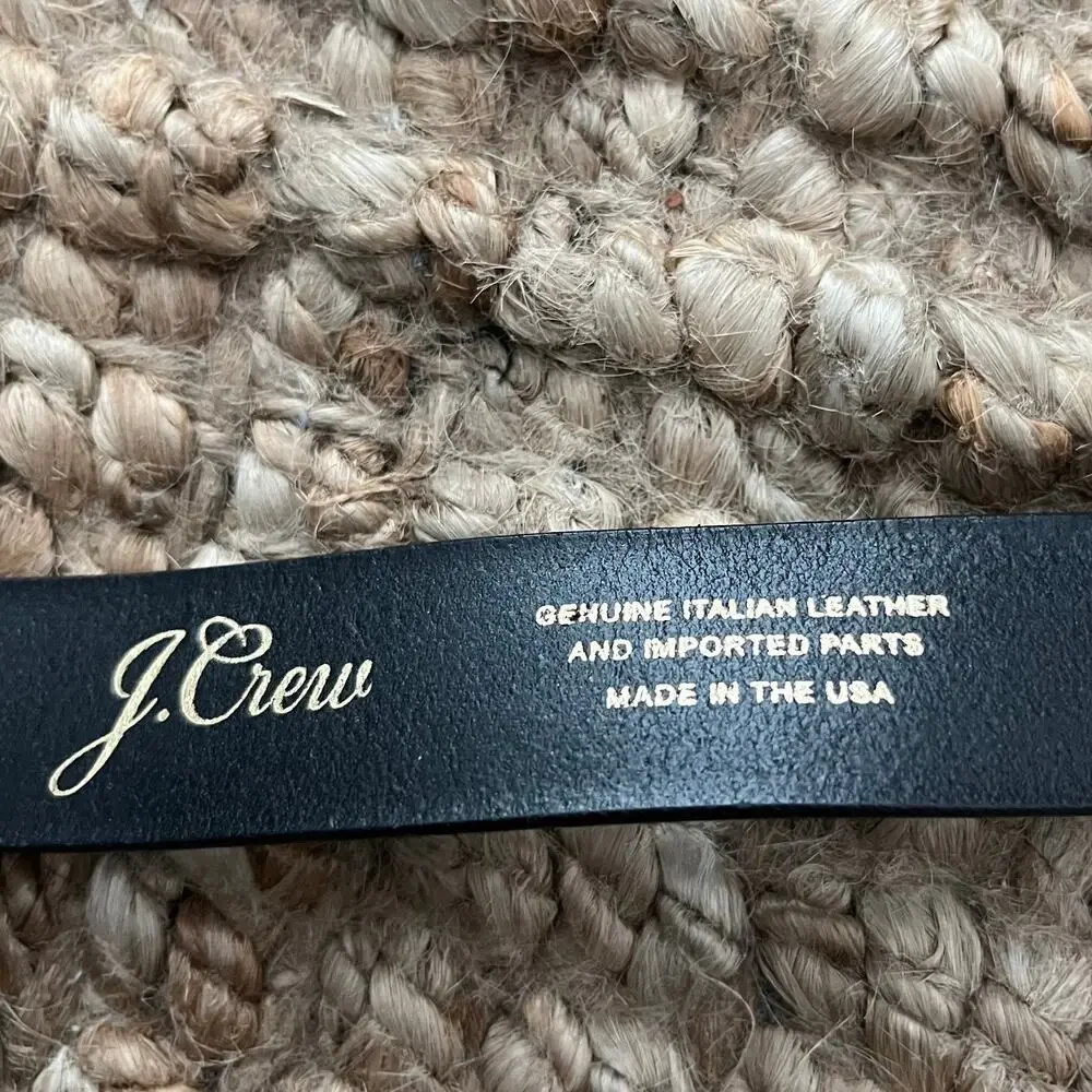 J.Crew Italian Leather Belt Black Gold Buckle Size S Made in USA Classic EUC